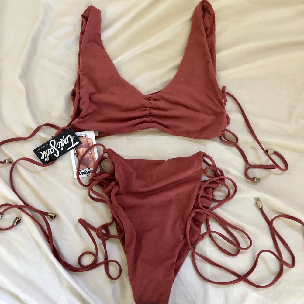 Pink suede toxic sadie bikini